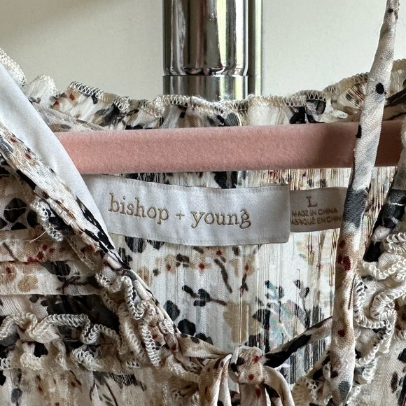 Bishop + Young Large NWT Sydney Long Sleeve V-Neck Lined Blouse Sheer Sleeves - Picture 5 of 9